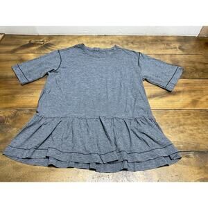 Lululemon Short Sleeve Shirt Size 6 Gray Stretch Fitness Wicking Flouncey Ruffle